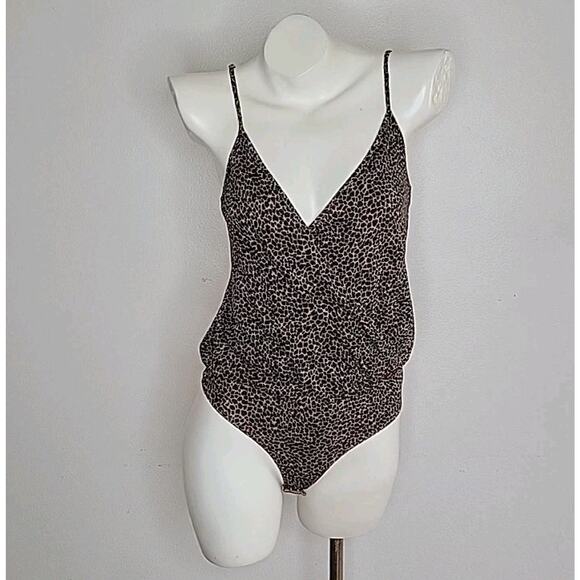 N:Philanthropy Peppermint Leopard Print Crossover Wrap Bodysuit XS Sugar Cheetah - Picture 1 of 11